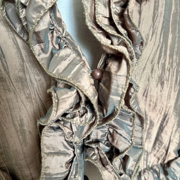 Pretty Angel Shimmering Tan Ruffled Jacket - Picture 3 of 5